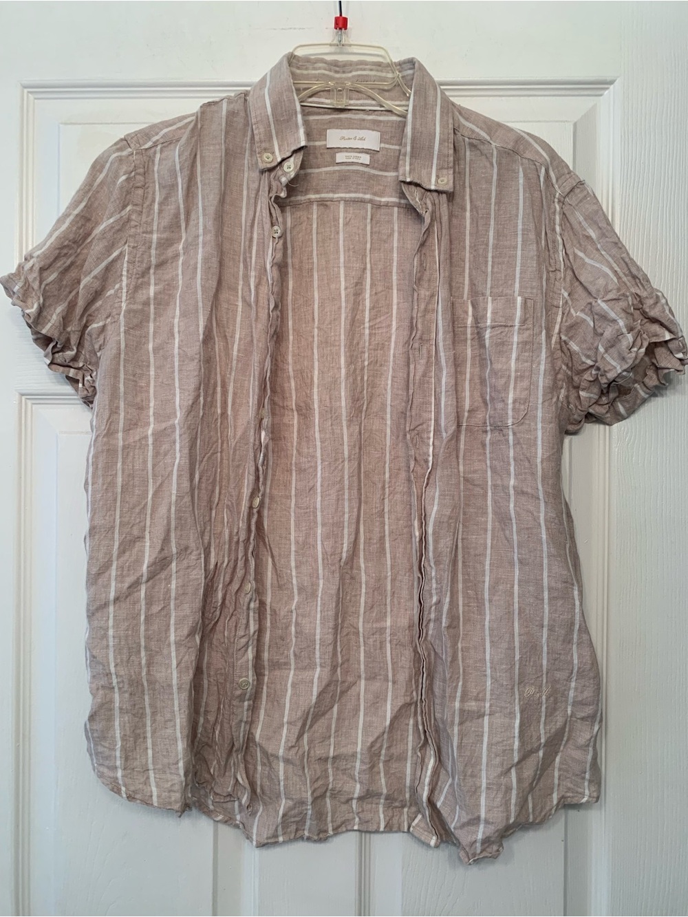 Porter & Ash 100% linen button up striped shirt men’s size M Casual